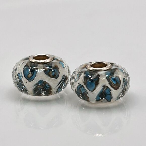 TROLLBEADS Blue White Faceted Unique LAA 925S NEW! $ Per Bead - Picture 3 of 6
